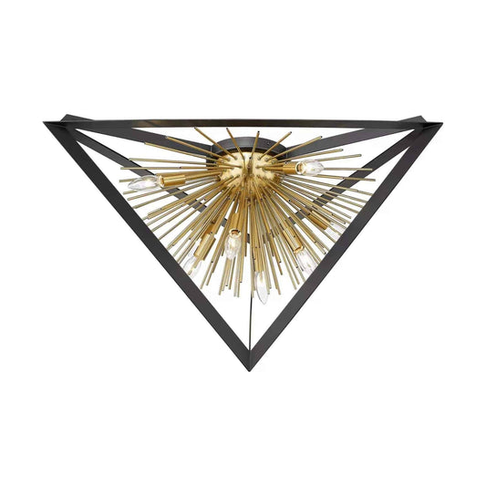 Black + gold finish flush-mount ceiling light, by Maple, for hallway, bedroom, or entryway