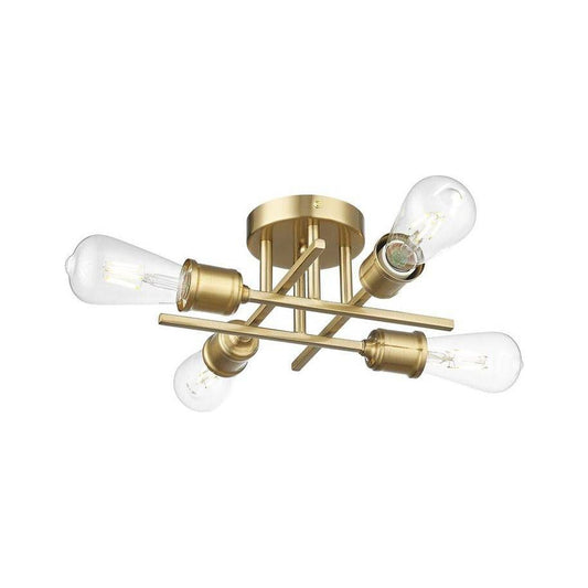 Gold semi-flush mount ceiling light, by Maple, for hallway, bedroom, or entryway