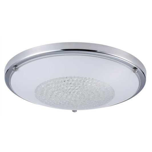 Chrome flush-mount ceiling light, by Maple, for hallway, bedroom, or entryway