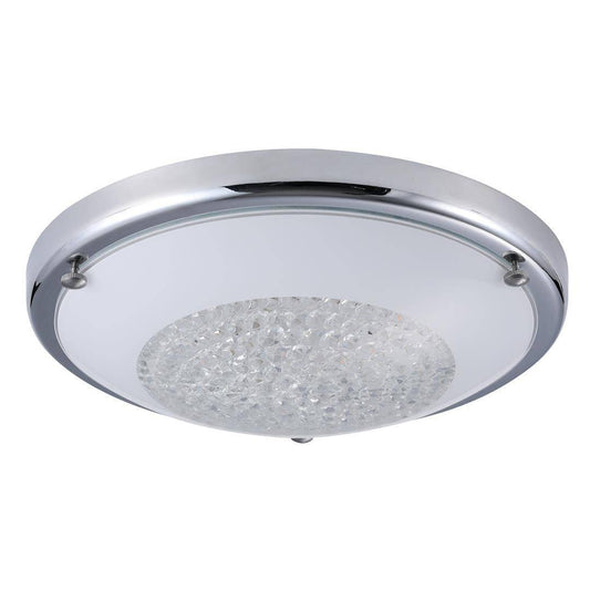 Chrome/crystal beans flush-mount ceiling light, by Maple, for hallway, bedroom, or entryway