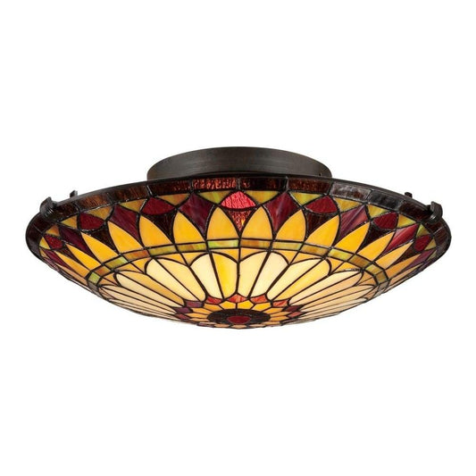 Vintage bronze flush-mount ceiling light, by Quoizel, for hallway, bedroom, or entryway