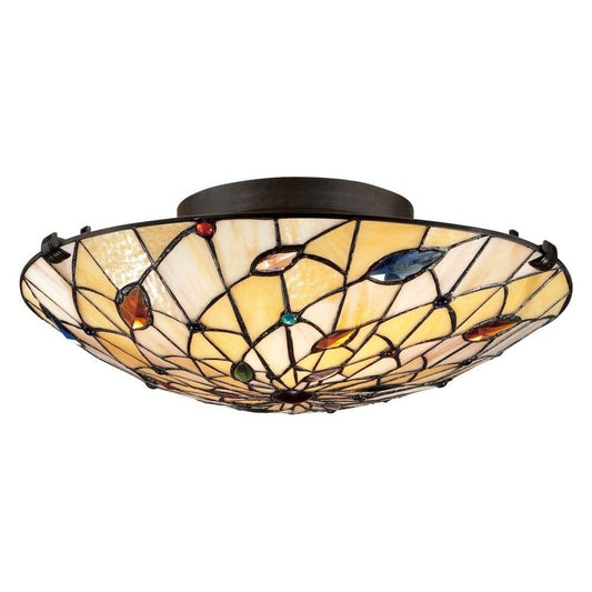 Vintage bronze flush-mount ceiling light, by Quoizel, for hallway, bedroom, or entryway