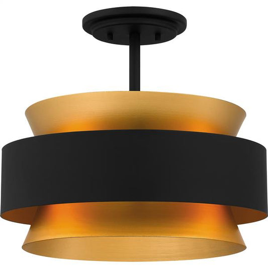 Semi-flush mount ceiling light, by Quoizel, for hallway, bedroom, or entryway