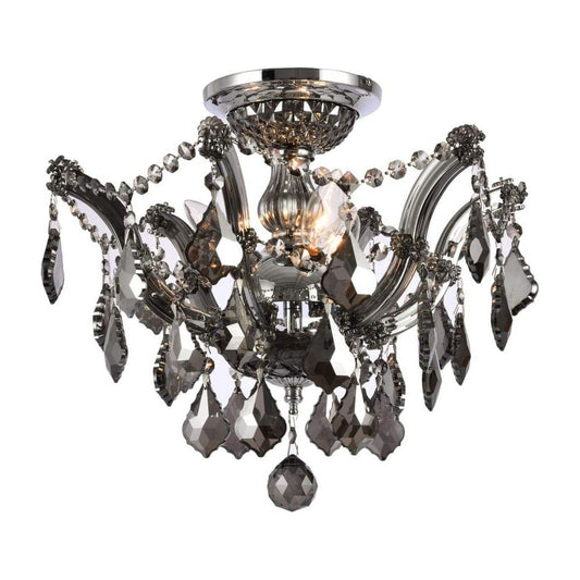 Chrome finish semi-flush mount ceiling light, by Maple, for hallway, bedroom, or entryway