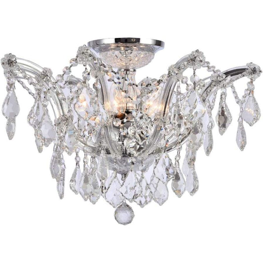 Crystak+ chrome semi-flush mount ceiling light, by Maple, for hallway, bedroom, or entryway