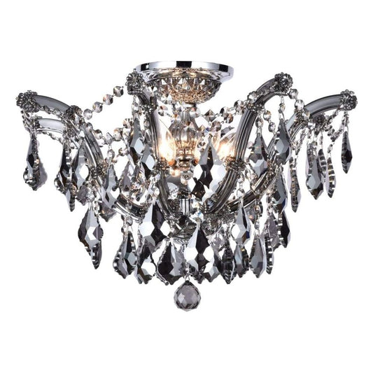 Chrome finish semi-flush mount ceiling light, by Maple, for hallway, bedroom, or entryway