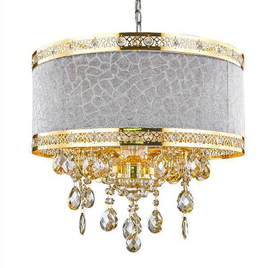 Gold finish chandelier, by Maple