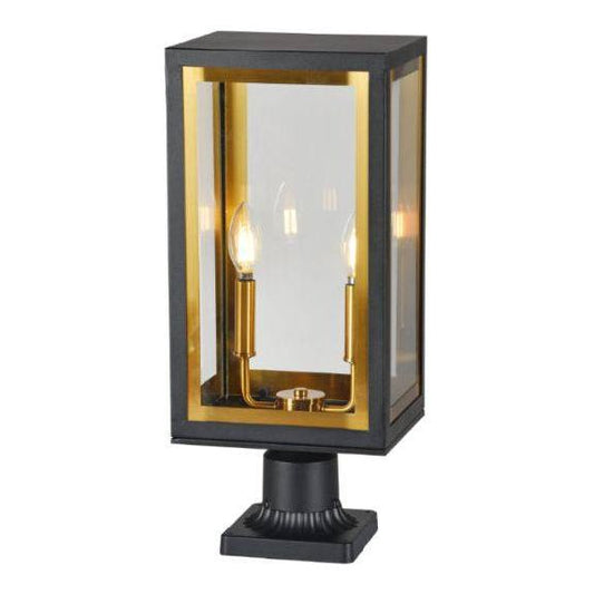 Gold+ black outdoor post lantern, by Maple, for driveway or front yard