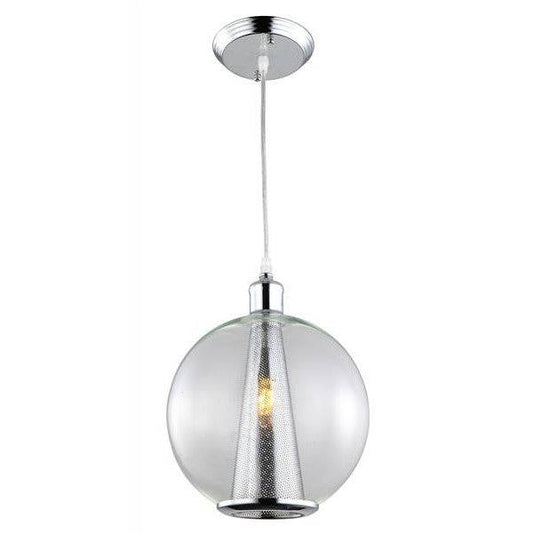 Chrome & clear glass pendant light, by Maple, for kitchen island or dining