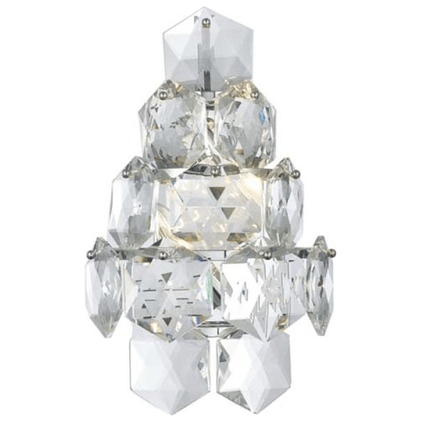 Chrome metal + clear crystal wall sconce, by Maple, for hallway or living room