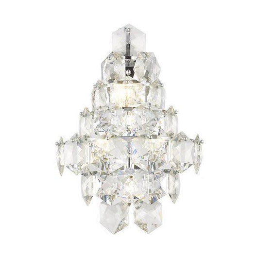 Chrome metal + clear crysta wall sconce, by Maple, for hallway or living room