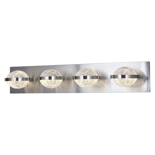 Brushed nickel vanity light, by Maple, for bathroom