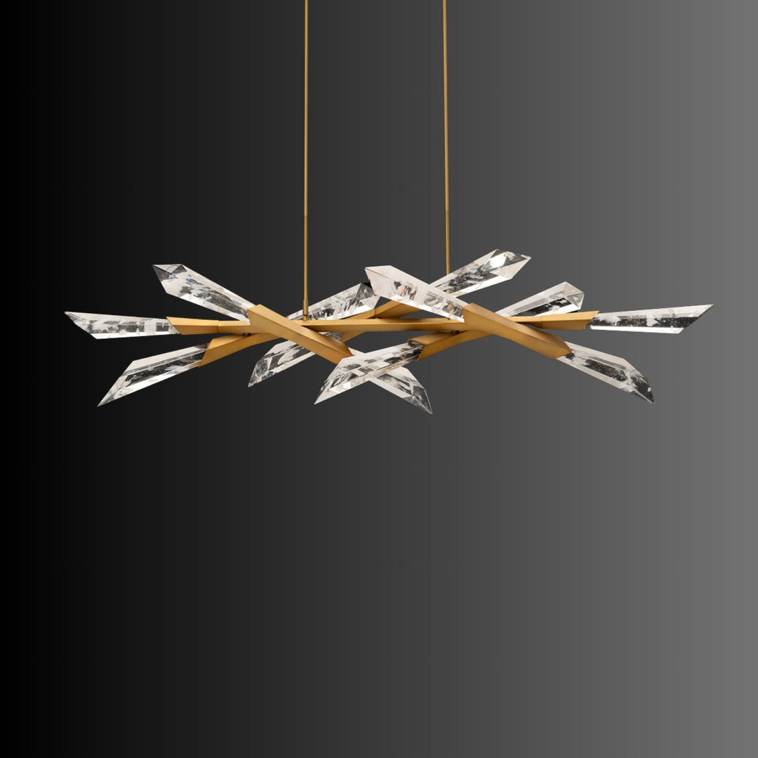 Energy-efficient LED chandelier with a contemporary and futuristic design.