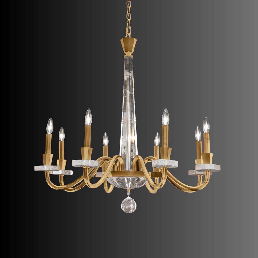 Classic crystal chandelier with intricate design, perfect for dining rooms