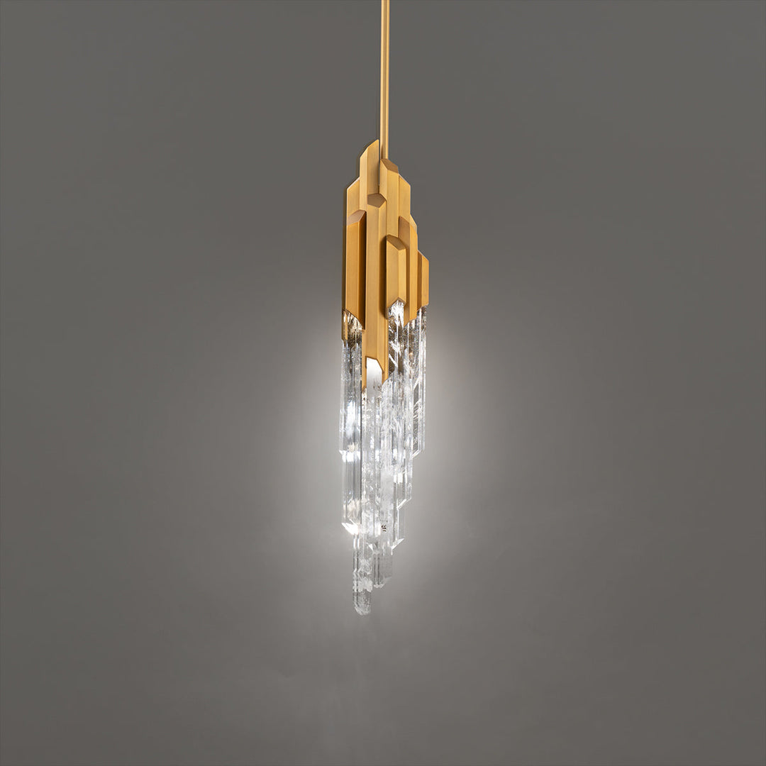 Modern mini pendant light with black, gold,and chrome finish, perfect for kitchen islands