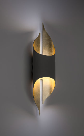 Bronze & gold leaf finish wall sconce, by Modern Forms, for hallway or living room