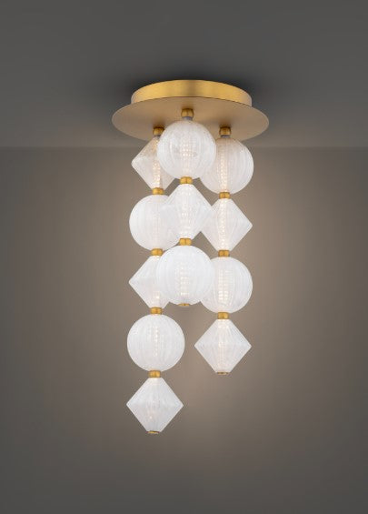 Aged brass finish flush-mount ceiling light, by Modern Forms, for hallway, bedroom, or entryway