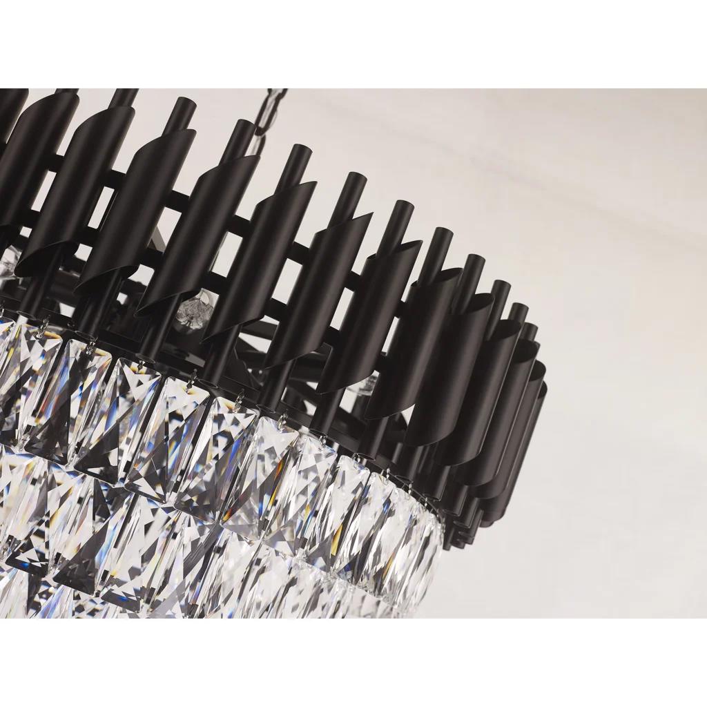 Black & gold metal+ clear crystal chandelier, by Maple, side view