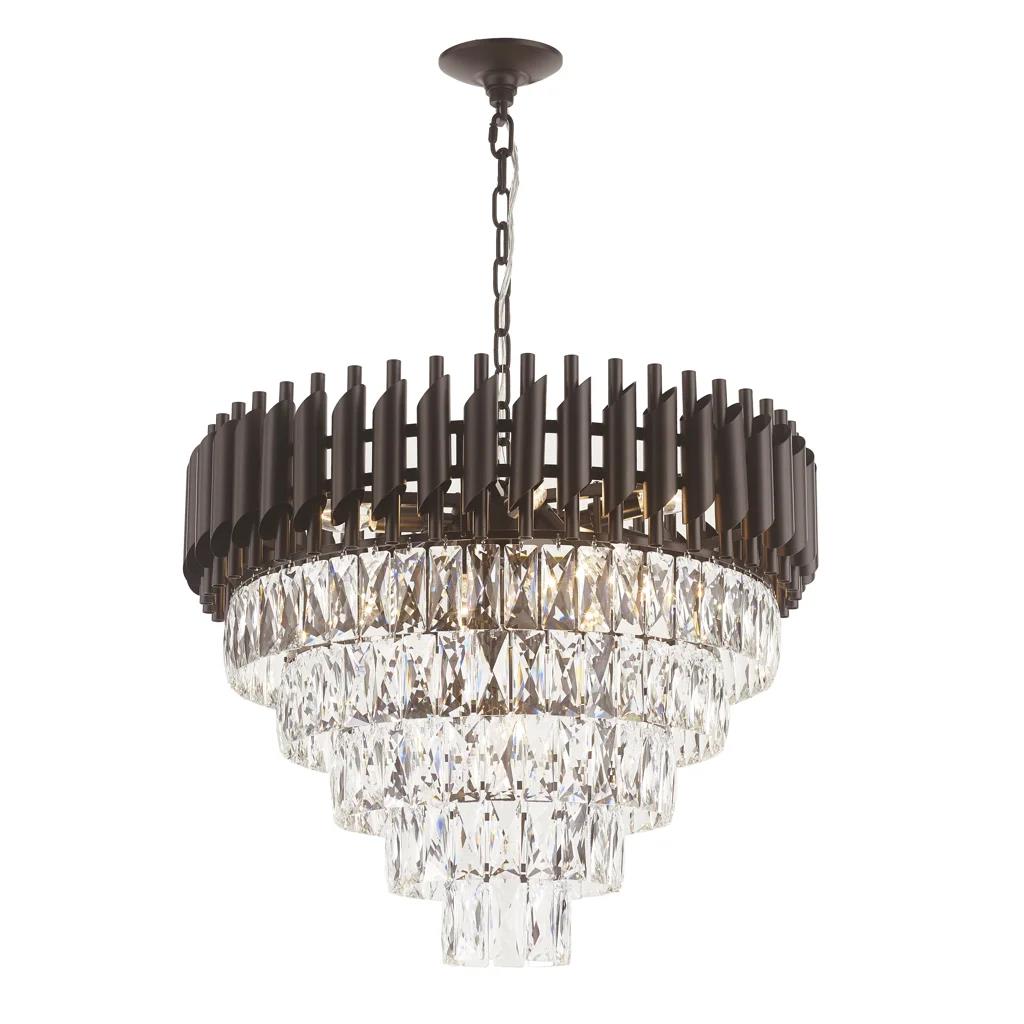 Black & gold metal+ clear crystal chandelier, by Maple
