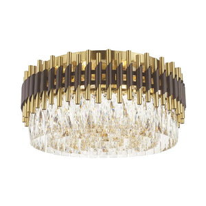 Black & gold + clear crystal flush-mount ceiling light, by Maple, for hallway, bedroom, or entryway