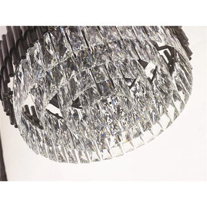 Black + clear crystal flush-mount ceiling light, by Maple, for hallway, bedroom, or entryway, close-up