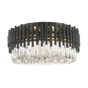 Black + clear crystal flush-mount ceiling light, by Maple, for hallway, bedroom, or entryway