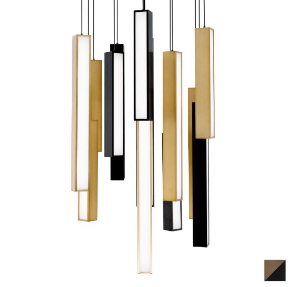 Black/aged brass & black finish pendant light, by Modern Forms, for kitchen island or dining