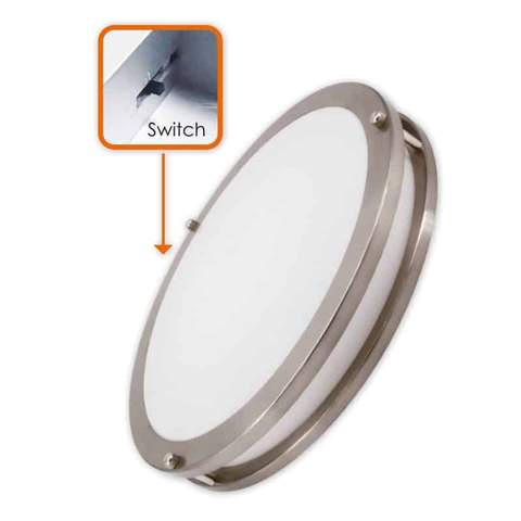 Brushed nickel flush-mount ceiling light, by Votatec, for hallway, bedroom, or entryway