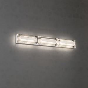 Polished nickel vanity light, by Schonbek, for bathroom