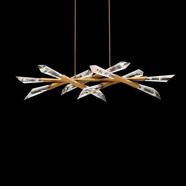 Aged brass island pendant, by Schonbek, for kitchen island or dining