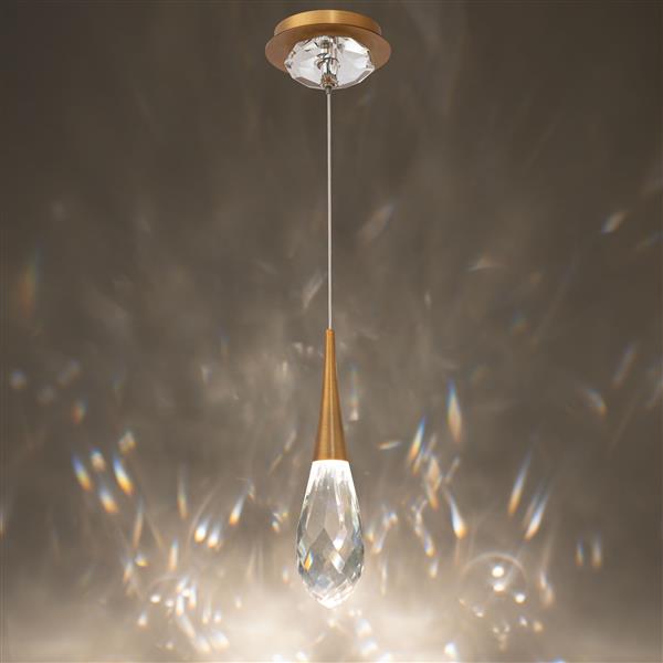 Aged brass pendant light, by Schonbek, for kitchen island or dining