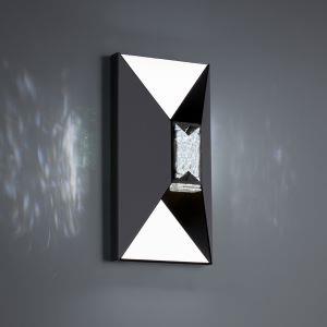 Black wall sconce, by Schonbek, for hallway or living room