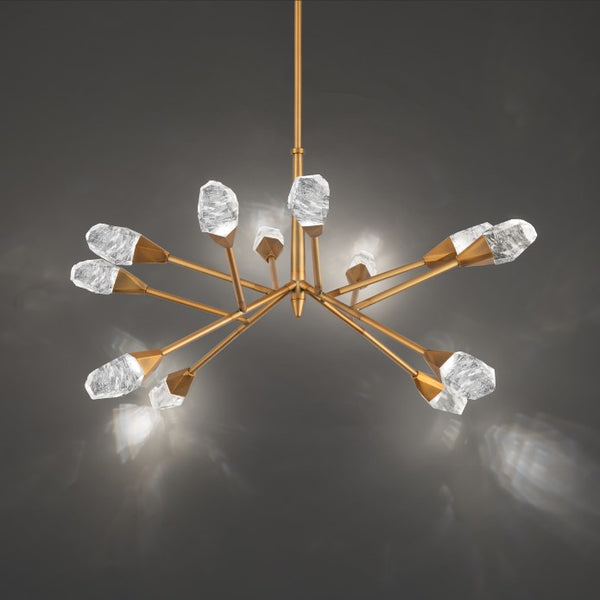Aged brass pendant light, by Schonbek, for kitchen island or dining