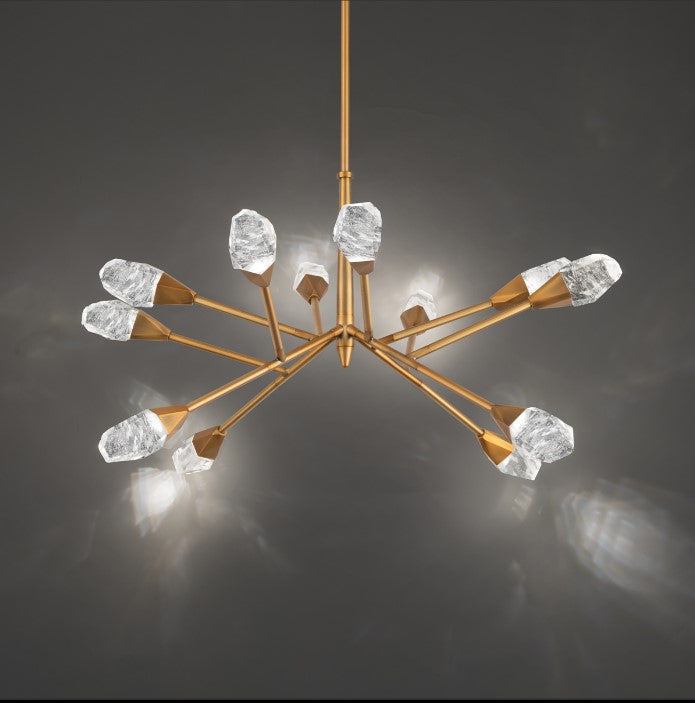 Aged brass pendant light, by Schonbek, for kitchen island or dining
