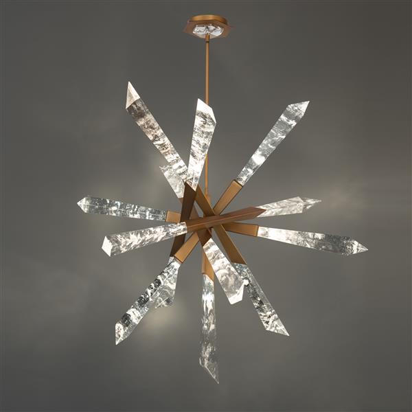 Aged brass pendant light, by Schonbek, for kitchen island or dining