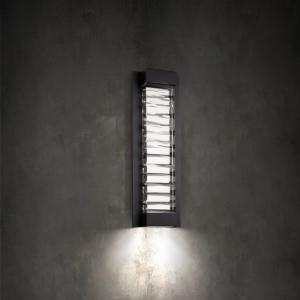 Black wall sconce, by Schonbek, for hallway or living room