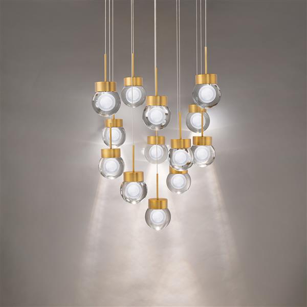 Aged brass finish pendant light, by Modern Forms, for kitchen island or dining