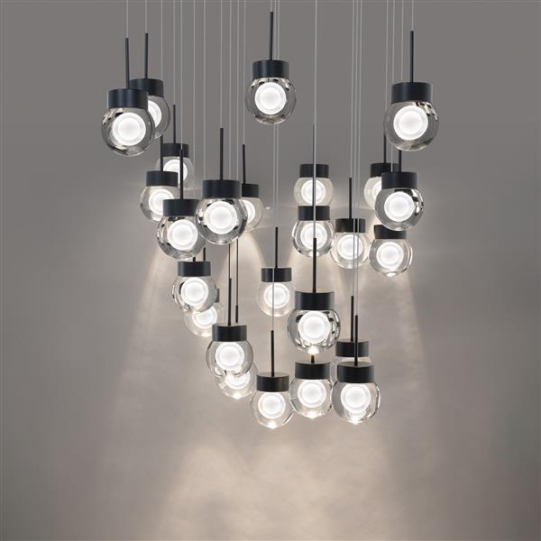 Black finish pendant light, by Modern Forms, for kitchen island or dining