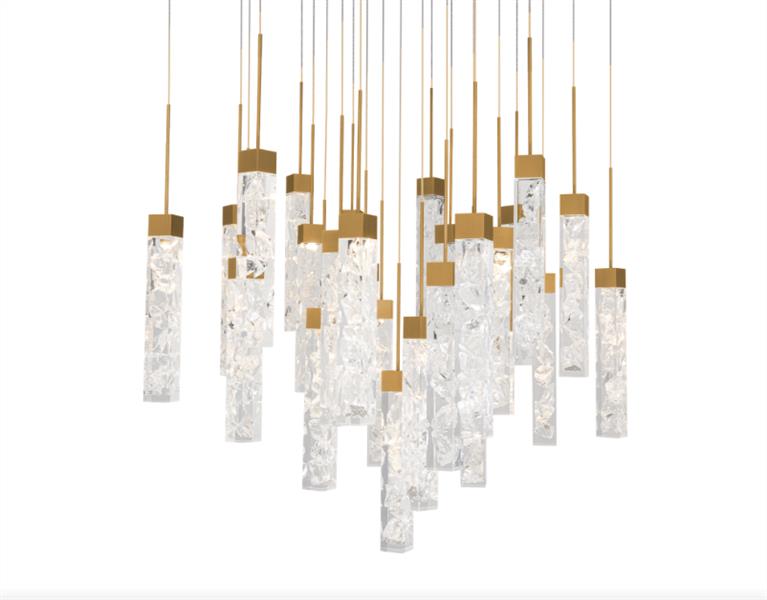 Aged brass finish pendant light, by Modern Forms, for kitchen island or dining