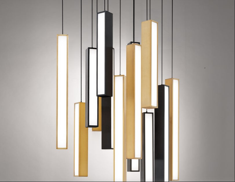 Black/aged brass & black finish pendant light, by Modern Forms, for kitchen island or dining