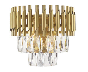Gold finish with crysta wall sconce, by Maple, for hallway or living room