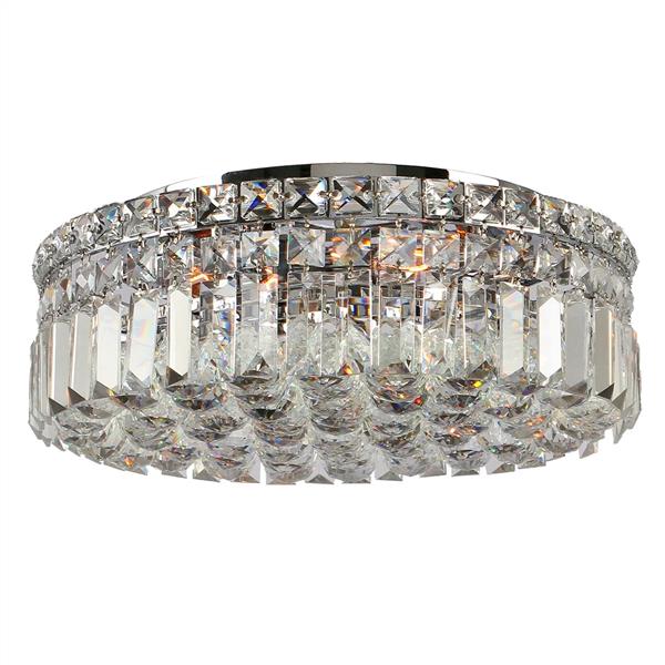 Chrome finish flush-mount ceiling light, by Maple, for hallway, bedroom, or entryway