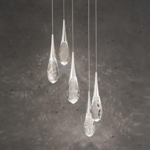 Polished nickel pendant light, by Schonbek, for kitchen island or dining
