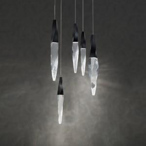 Black pendant light, by Schonbek, for kitchen island or dining