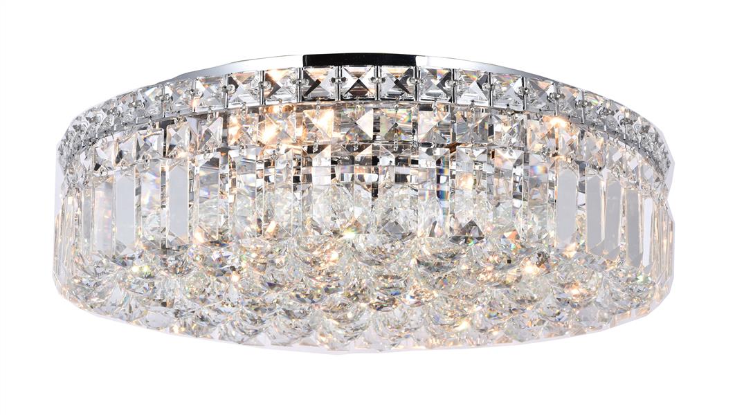 Chrome finish flush-mount ceiling light, by Maple, for hallway, bedroom, or entryway