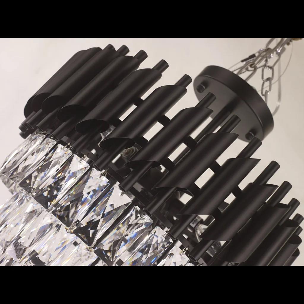 Gold + clear crystal semi-flush mount ceiling light, by Maple, for hallway, bedroom, or entryway, close-up