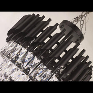 Gold + clear crystal semi-flush mount ceiling light, by Maple, for hallway, bedroom, or entryway, close-up