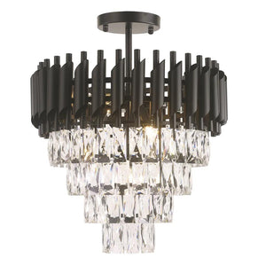 Gold + clear crystal semi-flush mount ceiling light, by Maple, for hallway, bedroom, or entryway