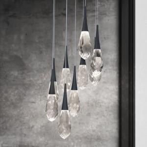 Polished nickel pendant light, by Schonbek, for kitchen island or dining