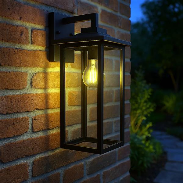 Sanded black wall sconce, by Maple, for hallway or living room, side view